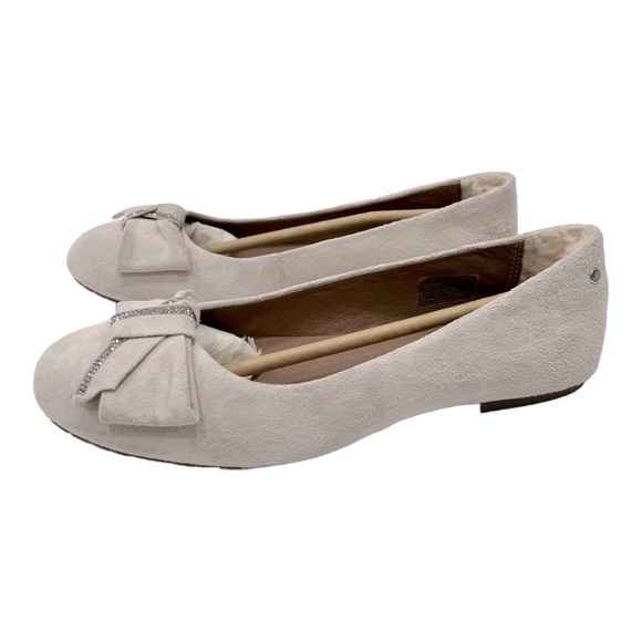 UGG JACQUELINE SWAROVSKI CRYSTAL BLING BOW SNOW WHITE SHOES FLATS SIZE 7 - Picture 7 of 9